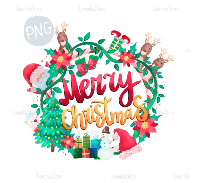 Merry Christmas wreath PNG Clipart