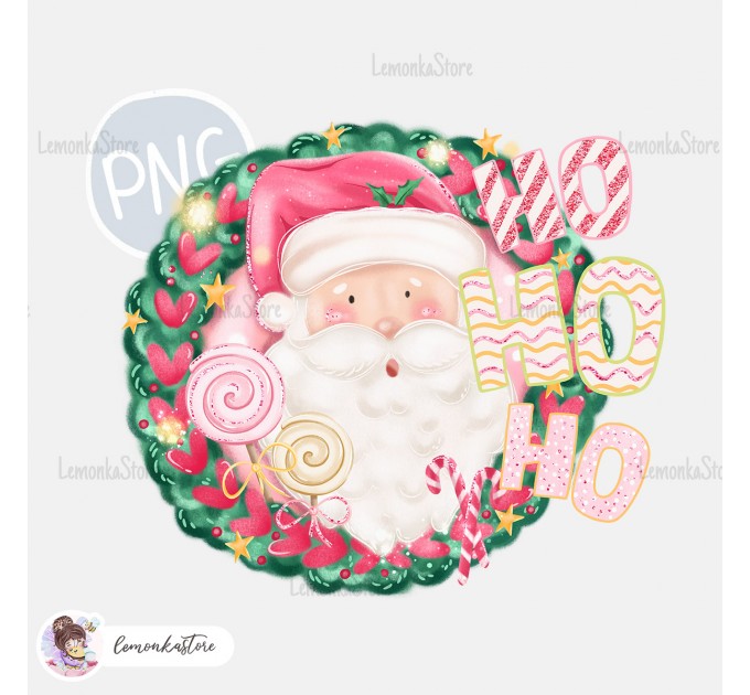 Pink Christmas Santa PNG Clipart