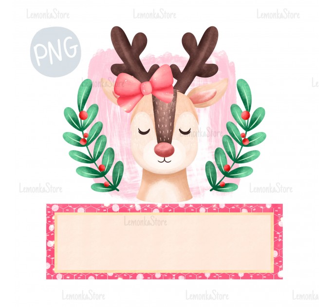 Reindeer girl name frame PNG Clipart