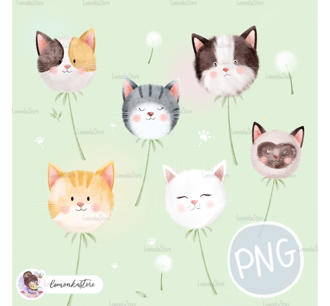 Dandelion Kitty PNG Clip Art