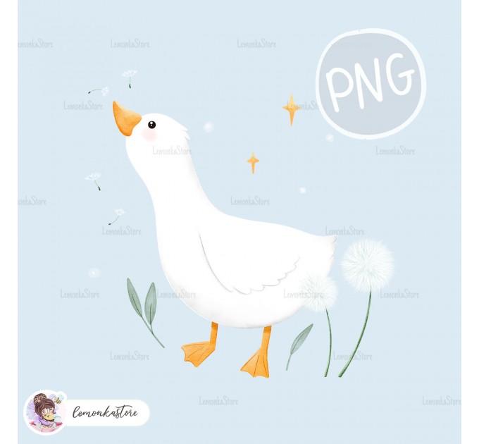 Goose and Dandelions PNG clipart