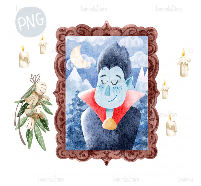 Halloween Dracula portrait PNG clipart