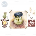 Halloween Frankenstein portrait PNG clipart