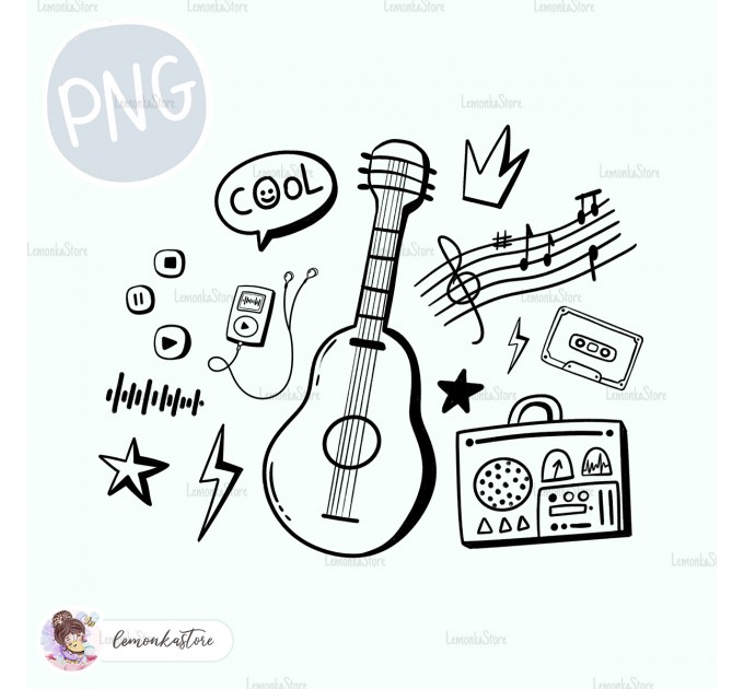 Let's Rock PNG ClipArt + Separate Elements