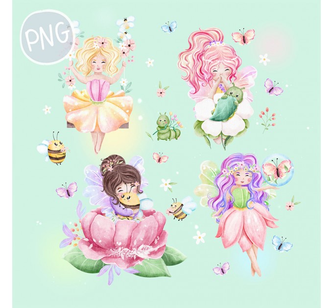 Little Fairies and friends PNG ClipArt