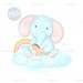 Little Elephant with wooden toy PNG Clipart