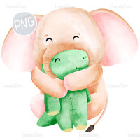 Little Elephant with dinosaur-toy