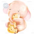 Little Elephant with giraffe-toy PNG ClipArt