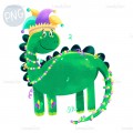 Mardi Gras Dinosaur in Jester hat PNG ClipArt