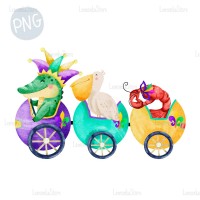 Mardi Gras beads truck PNG ClipArt