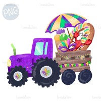 Mardi Gras Purple Tractor PNG ClipArt