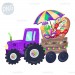 Mardi Gras Purple Tractor with Crawfish PNG ClipArt