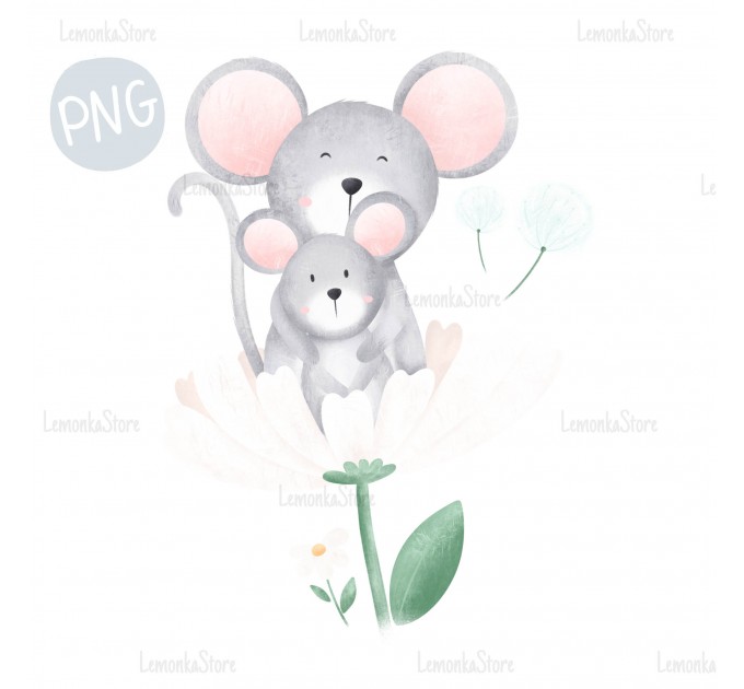 Mice in flower PNG clipart