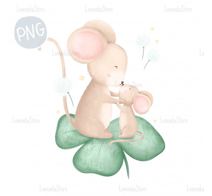 Mice on clover PNG Clipart