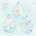 Mice in the rain drops PNG ClipArt