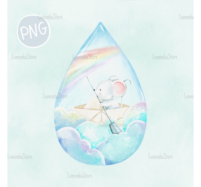 Mice in the rain drops PNG ClipArt