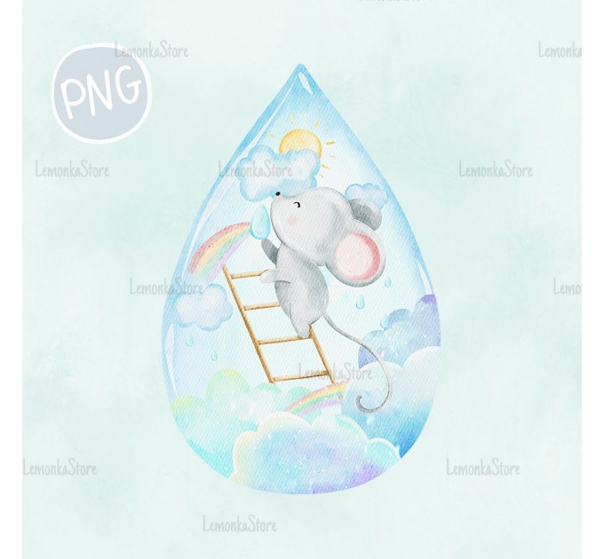 Mice in the rain drops PNG ClipArt