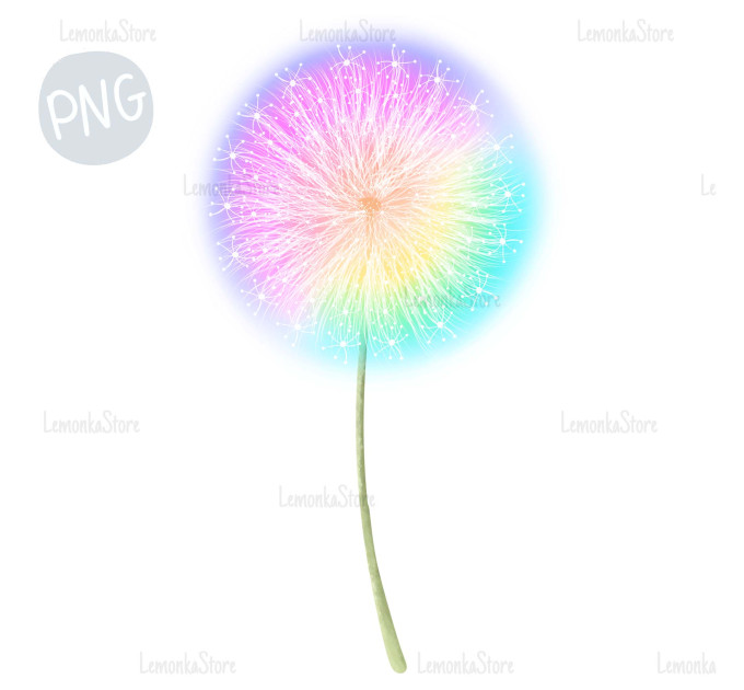 Rainbow dandelions PNG Clipart