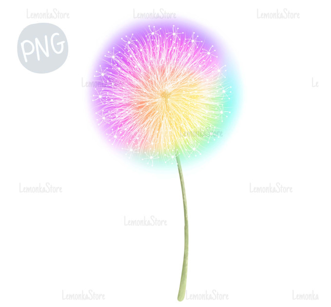 Rainbow dandelions PNG Clipart