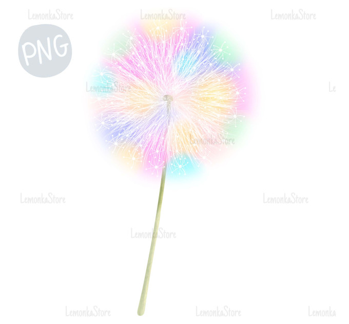 Rainbow dandelions PNG Clipart