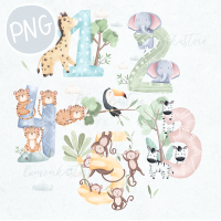 Safari Animals Numbers PNG ClipArt