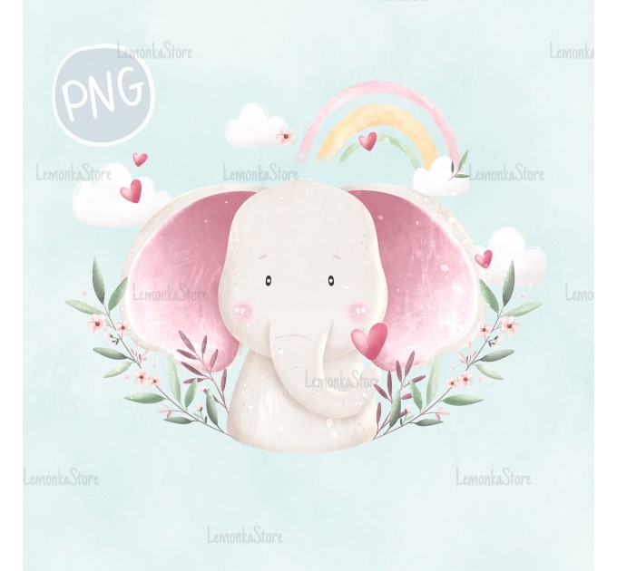 Valentines Baby Elephant PNG ClipArt